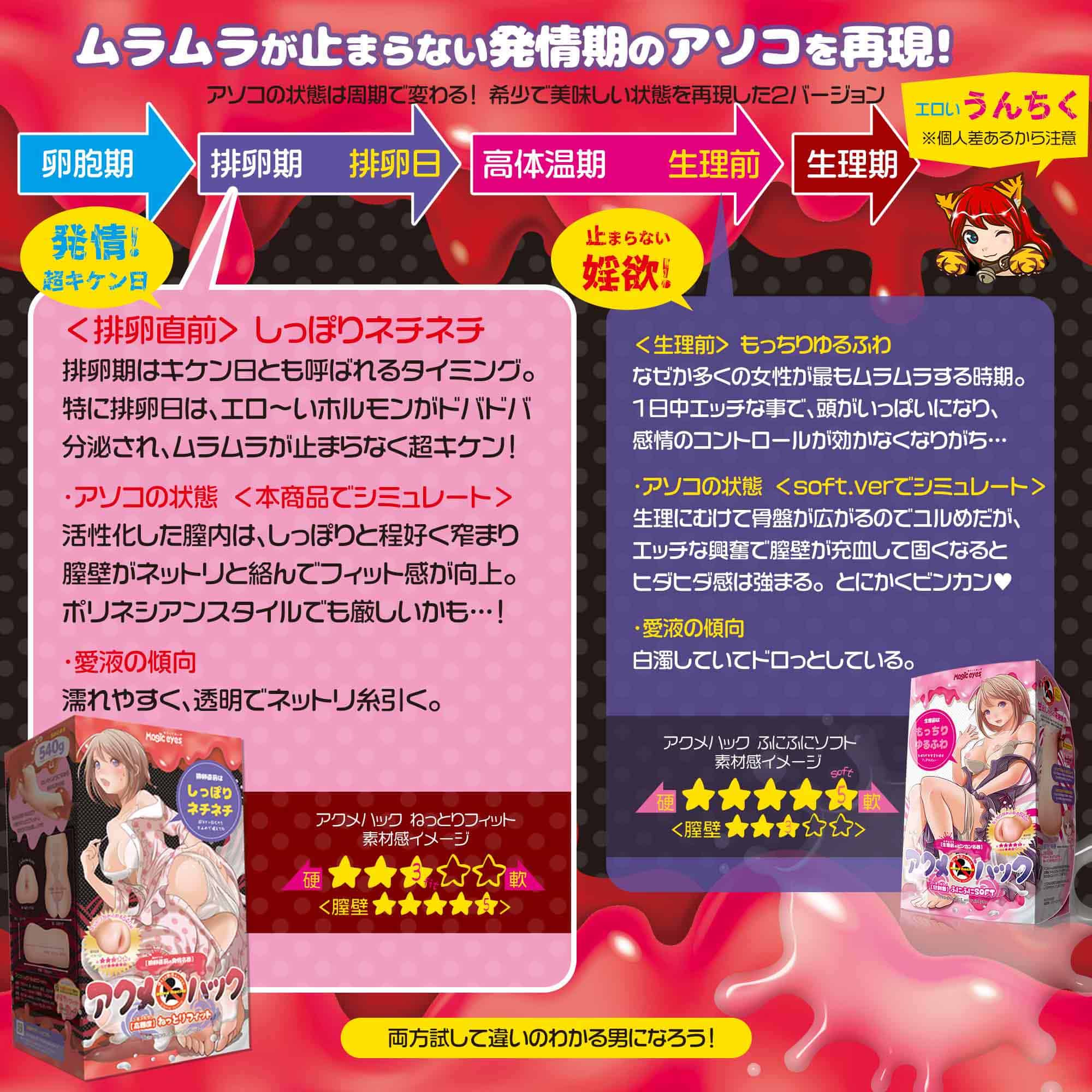 【アクメハック】ふにふにソフト vs ねっとりフィット 同時使用比較レビュー